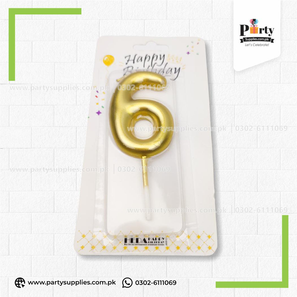 Golden Number Candles for Birthday Cake Decoration