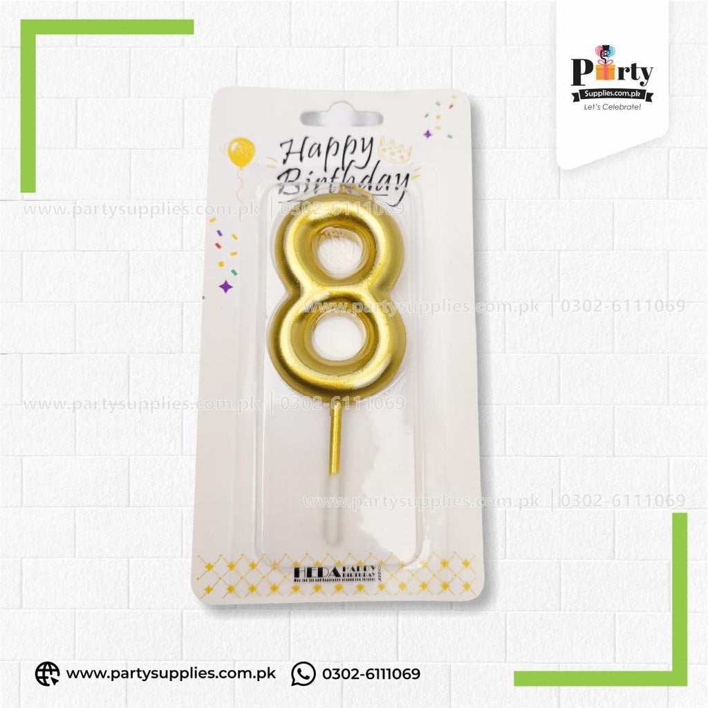 Golden Number Candles for Birthday Cake Decoration