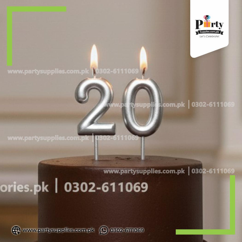 Silver Number Candles for Birthday Cake Decoration