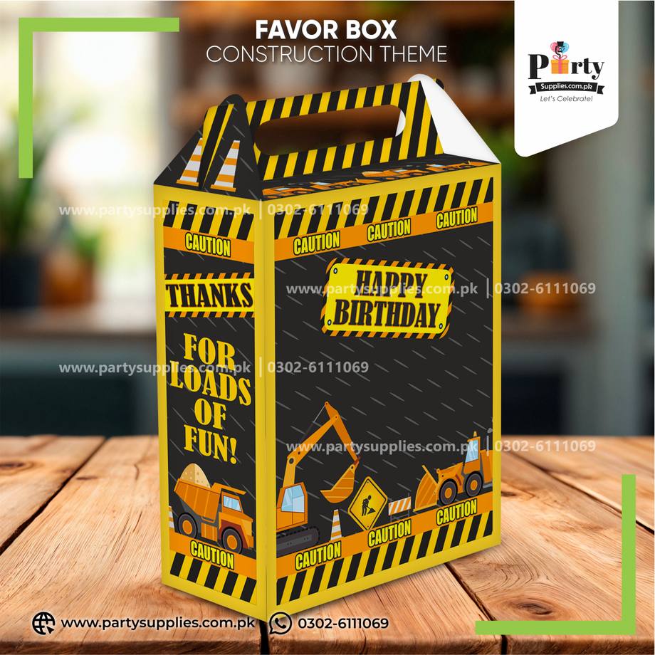 Construction Theme  Birthday Party Favor Boxes