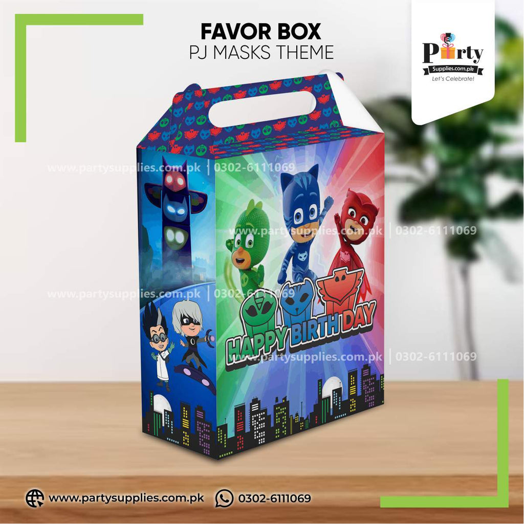 PJ Mask Theme Handle Favor Boxes for Birthday Parties