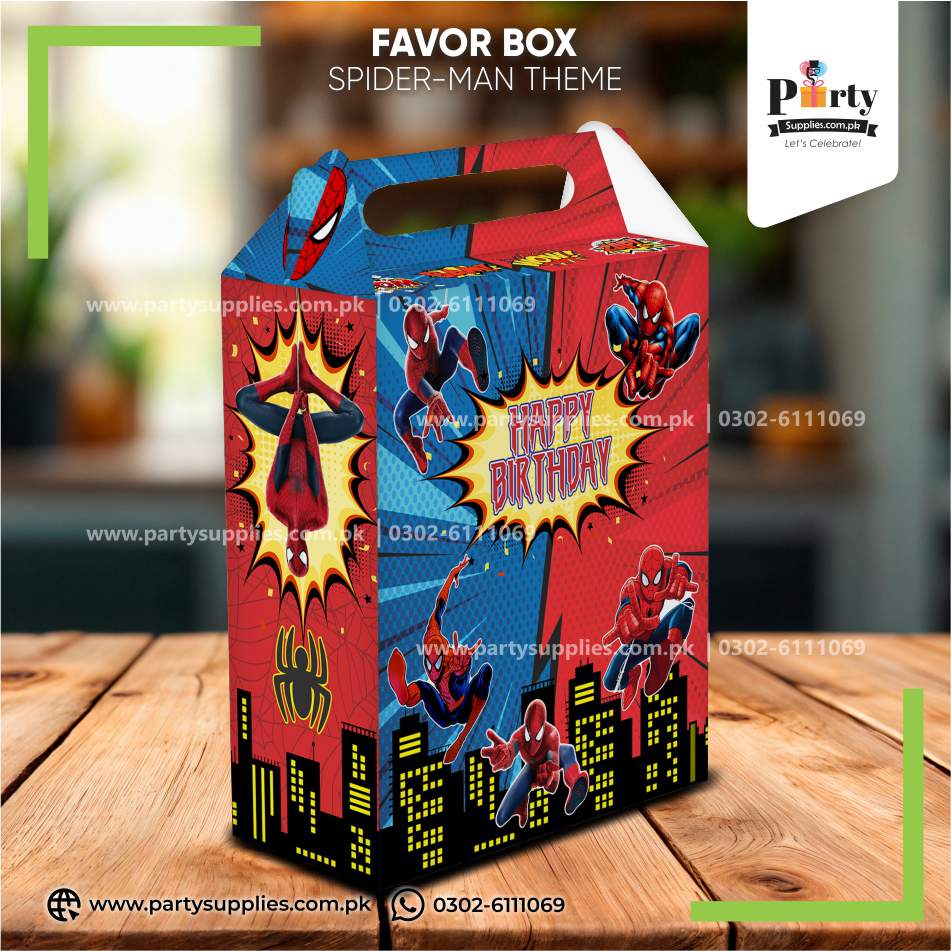 Spider-Man Theme Handle Favor Boxes – Birthday Party Treat Boxes
