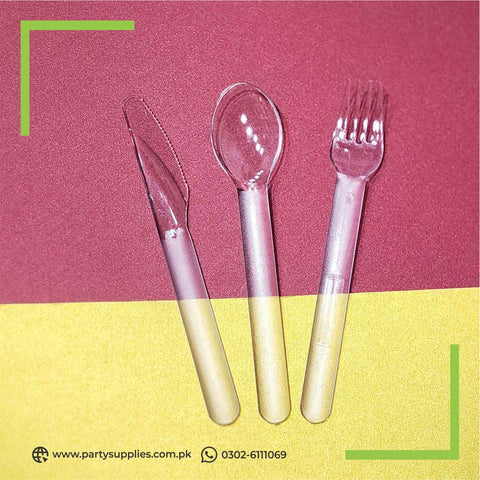 Transparent Disposable Plastic Cutlery Set for Table Decoration