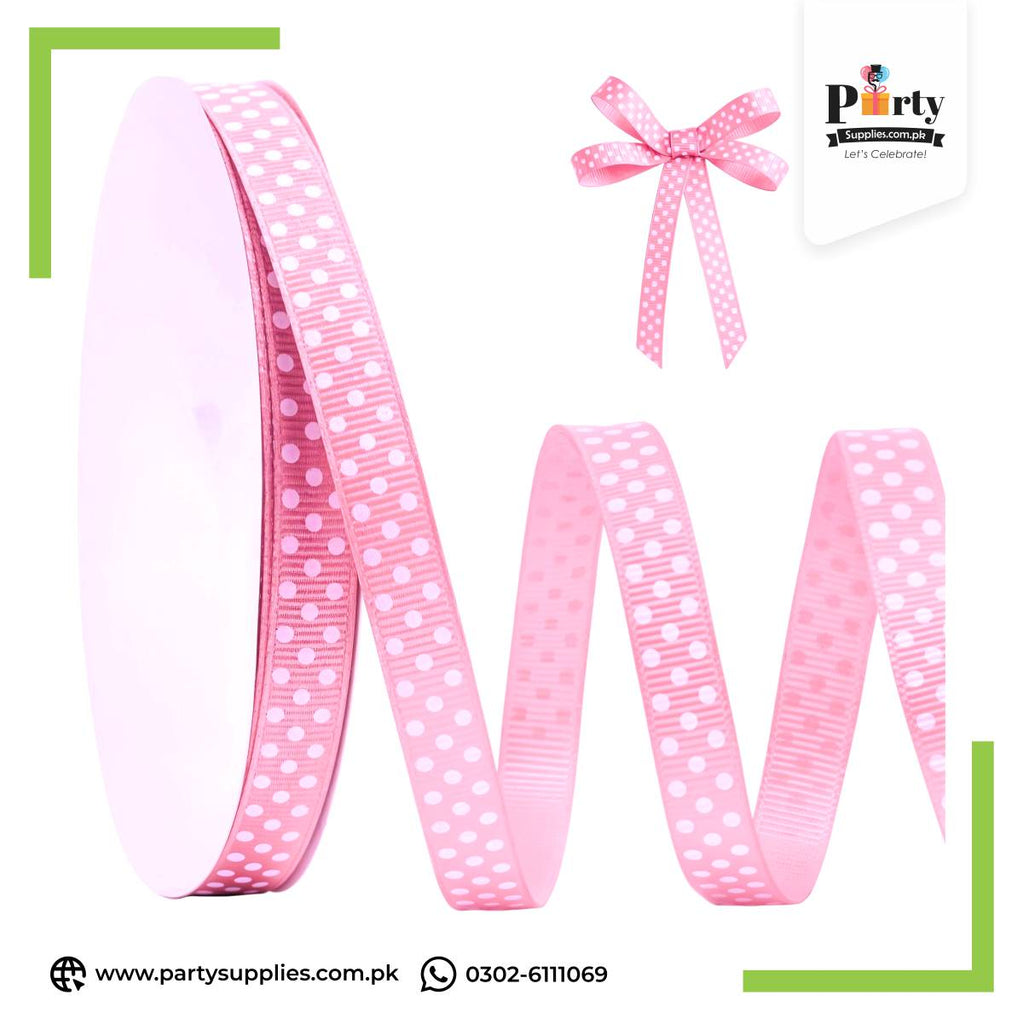 polka dot printed ribbon in pink