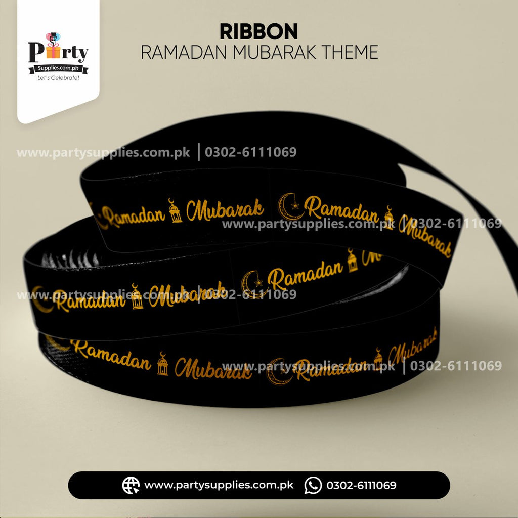 Ramadan Mubarak Printed Ribbon – 30 ft Decorative Celebration Ribbon