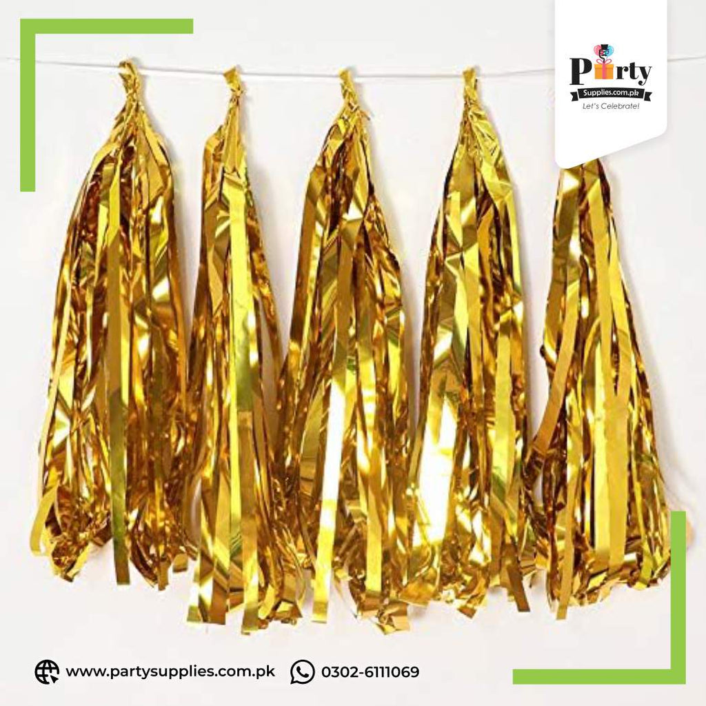 Metallic Tassel Garland – Shiny Party Decoration for Any Celebration