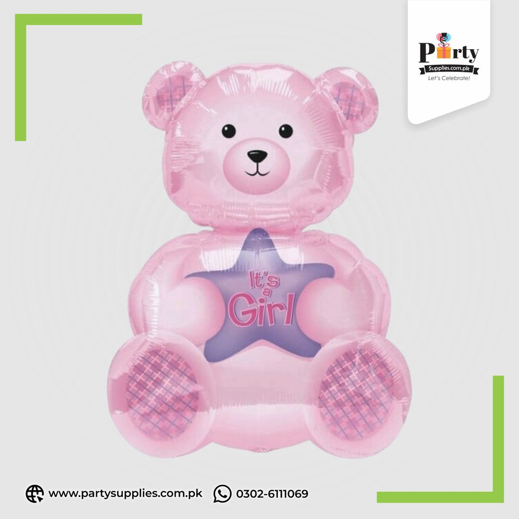 Pink Bear Foil Balloons – Cute Party Decoration Set