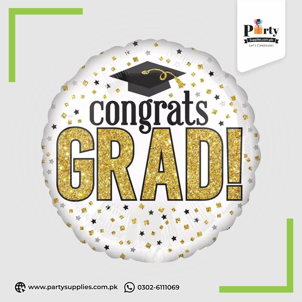 Congrats Grad Foil Balloon – Graduation Celebration Party Balloon