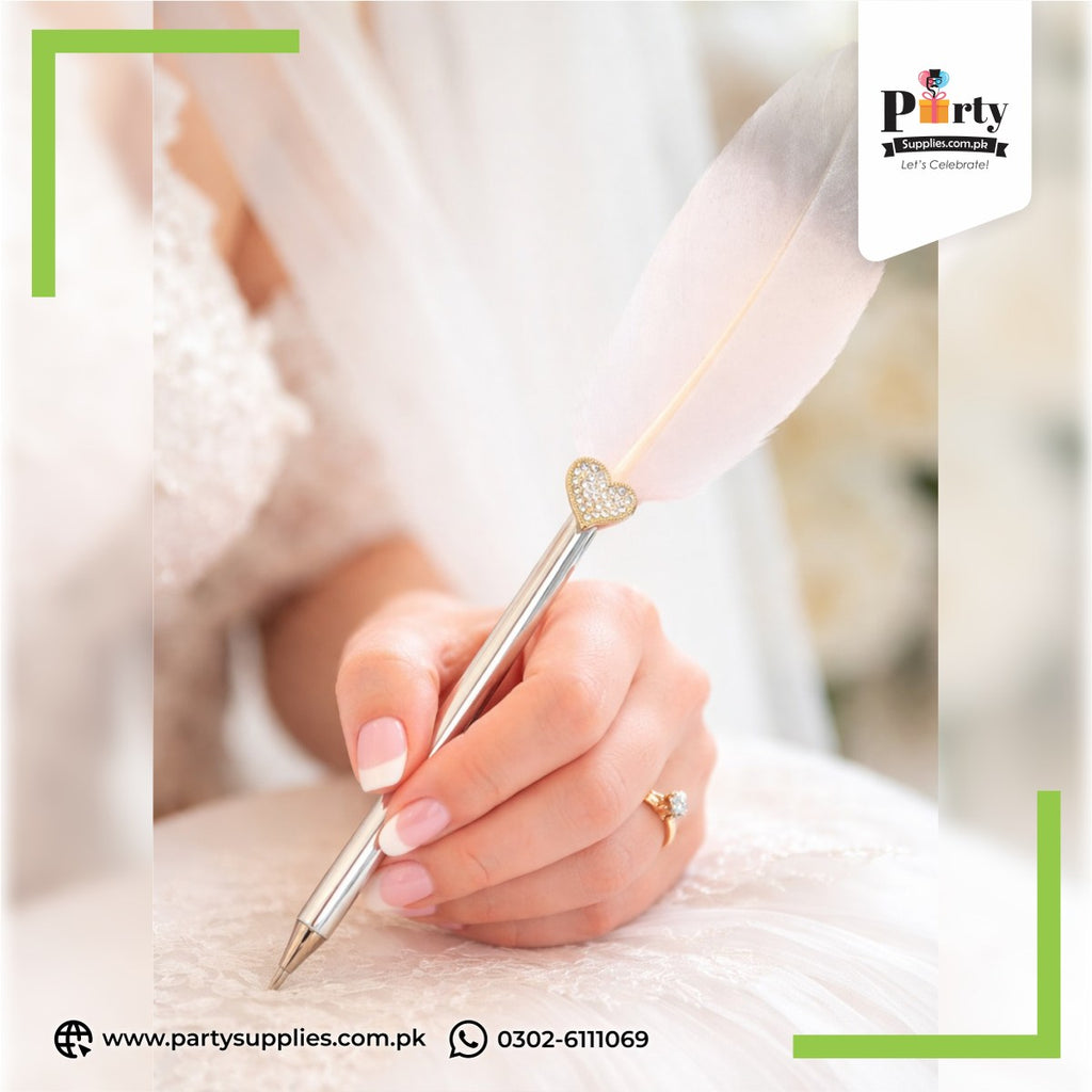 Elegant Feather Nikkah Pen – Luxury Wedding Signing Pen