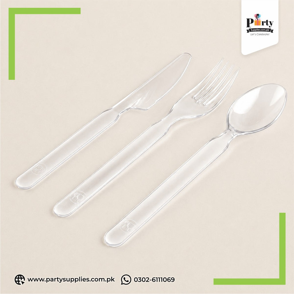 Transparent Disposable Plastic Cutlery Set for Table Decoration