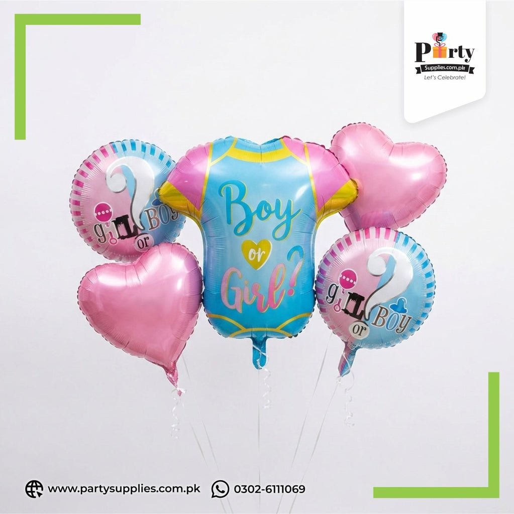Gender Reveal decoration | Baby Shower Celebration Large foil balloons set of 5 pcs Boy or girl?
