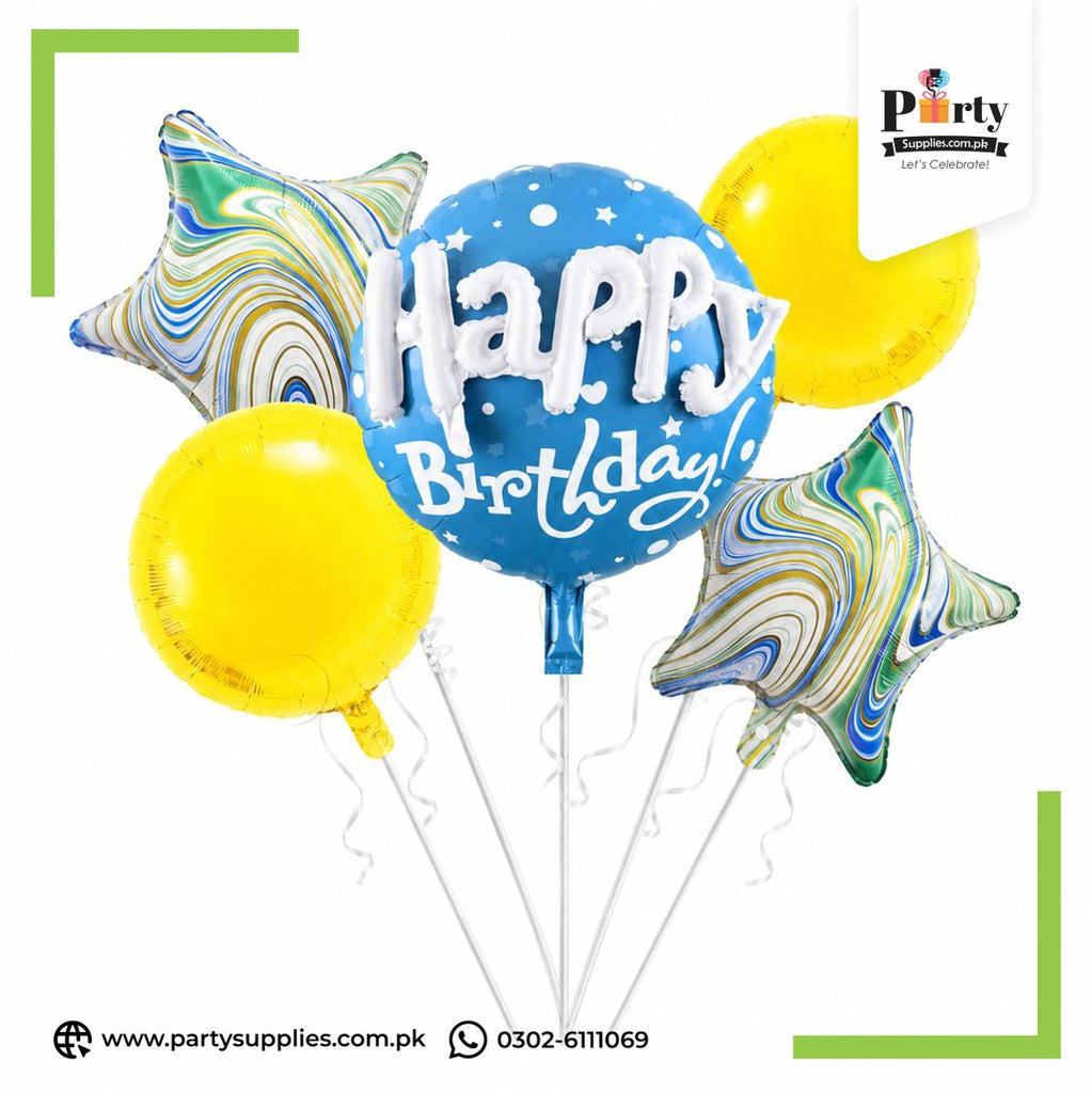 Happy Birthday Decoration Foil Balloons Set