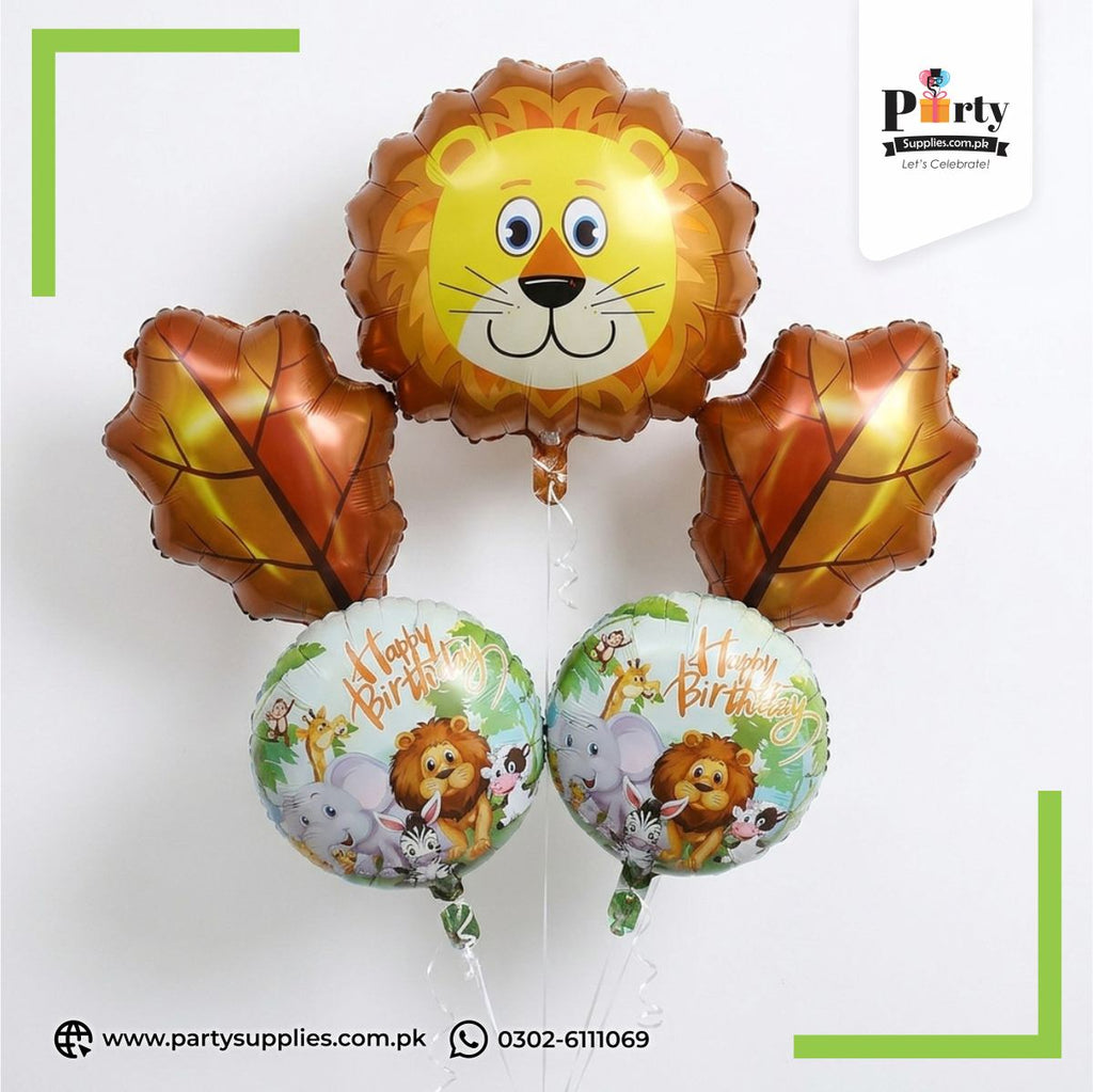 Lion foil balloons for jungle safari theme party decoration
