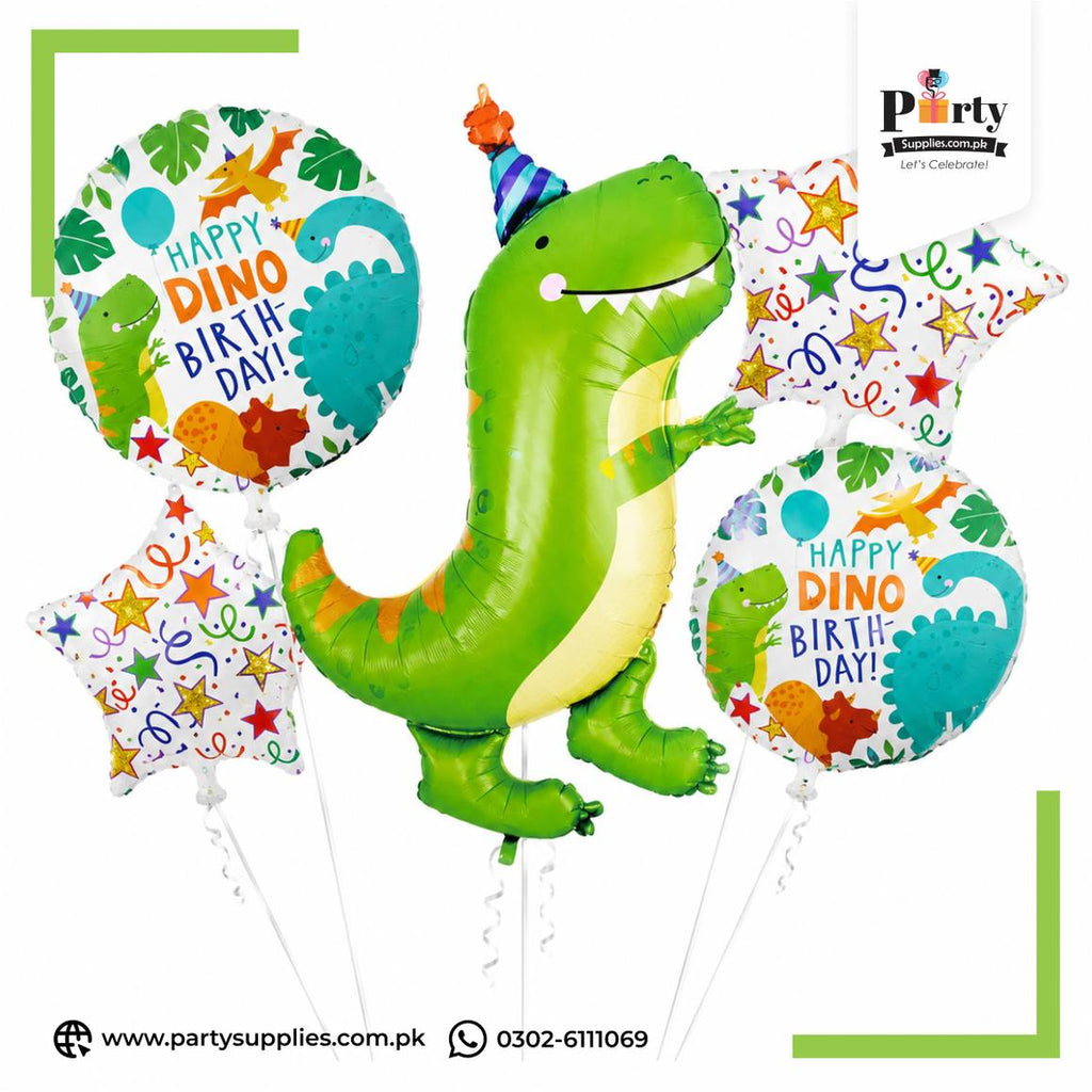 Dinosaur Theme Foil Balloons Set – Kids Party Decoration