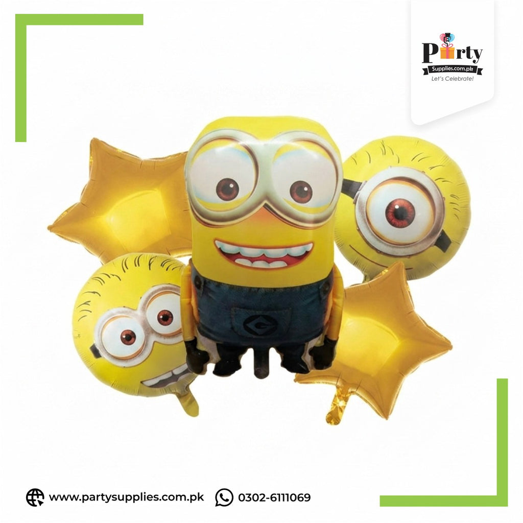 Minion Theme Foil Balloons Set – Kids Party Decoration