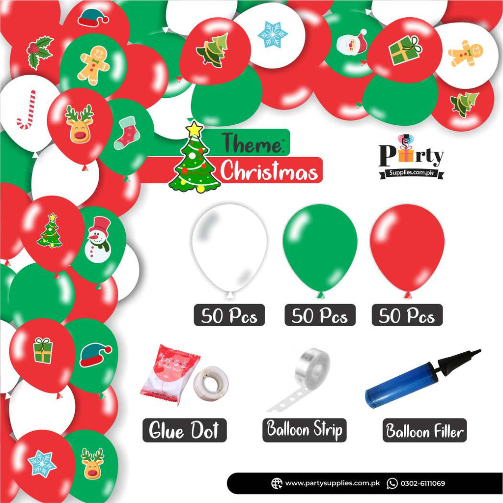 Christmas Colors Theme Balloons Garland Arch Kit Set