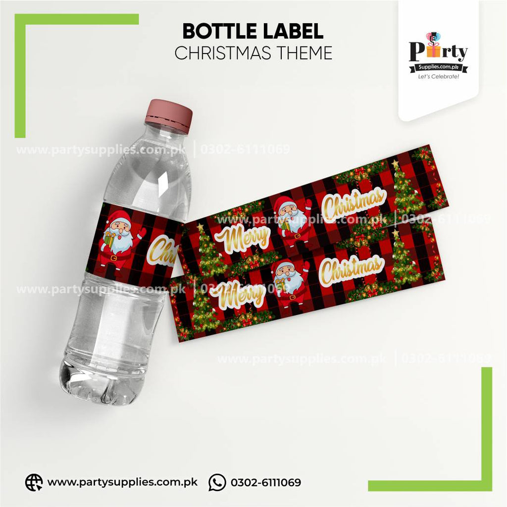 Christmas Theme Bottle Labels – Festive Table Decoration 