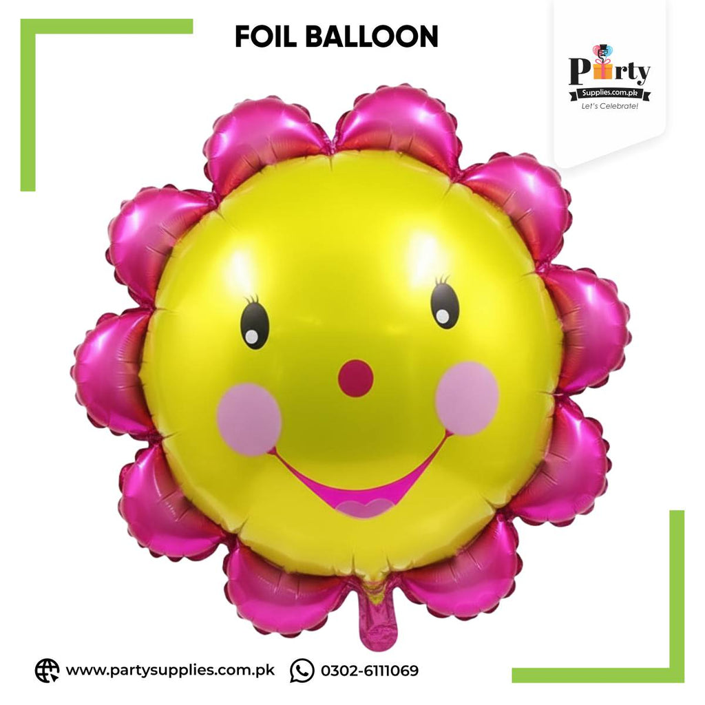 Smiley Flower Face Foil Balloon