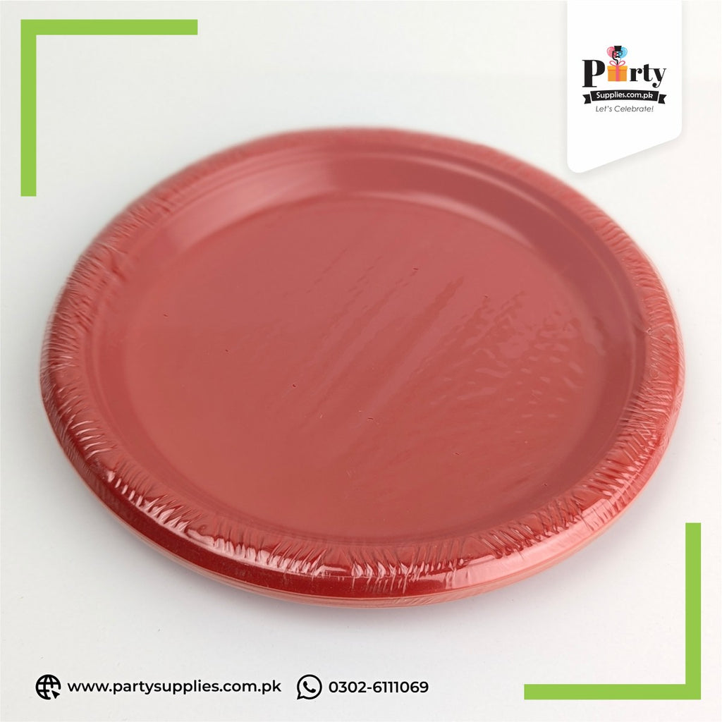 Plain Color Disposable Plastic Plates – Durable Party Tableware (Pack of 10)