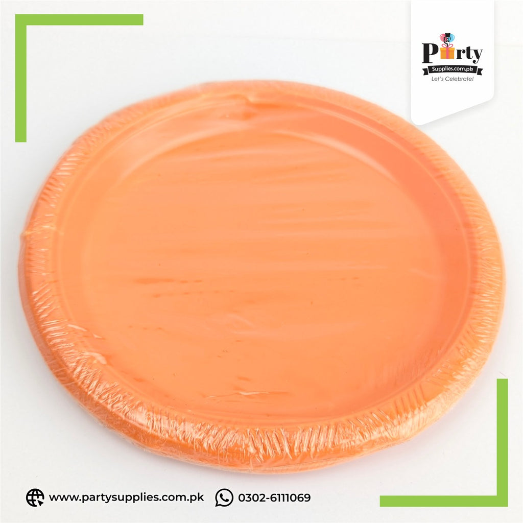 Plain Color Disposable Plastic Plates – Durable Party Tableware (Pack of 10)