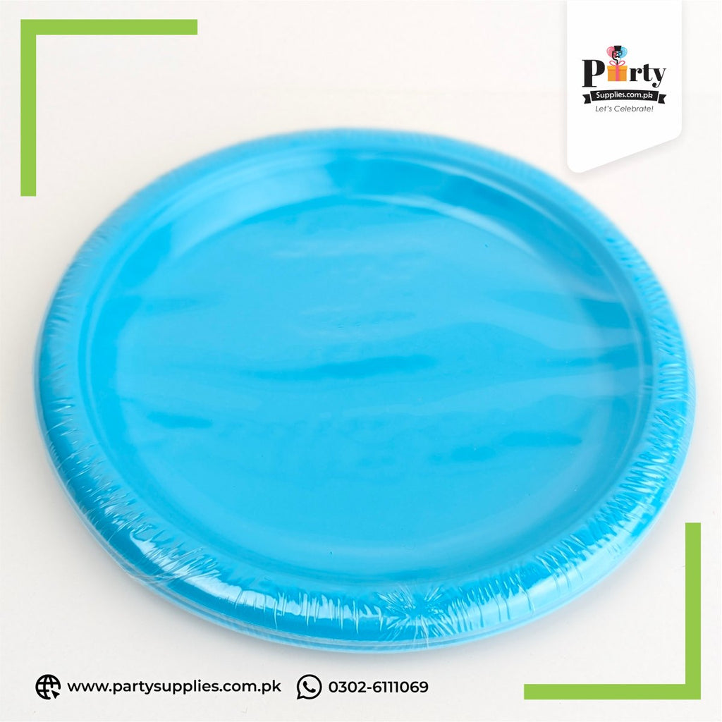Plain Color Disposable Plastic Plates – Durable Party Tableware (Pack of 10)