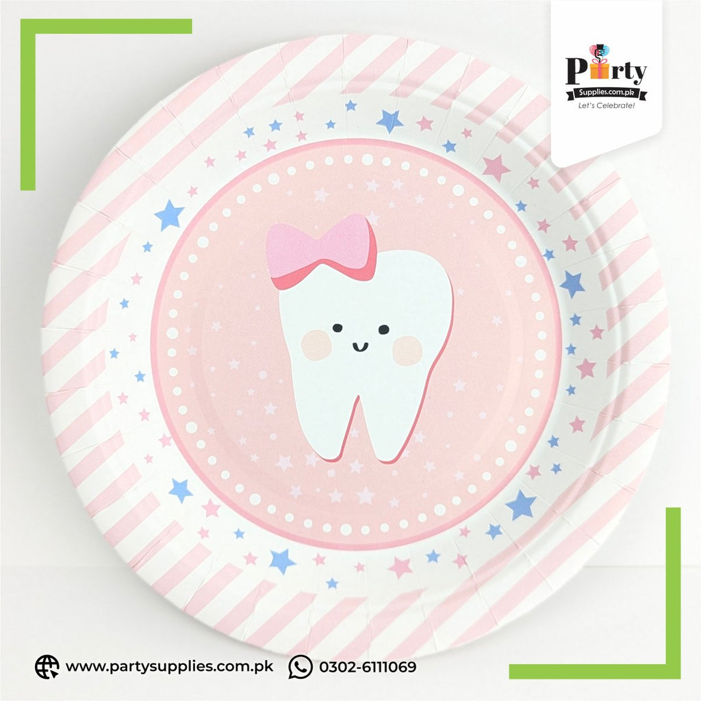 First tooth girl party decoration paper plates