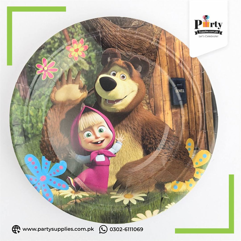 Masha & The Bear Theme Disposable Paper Plates 