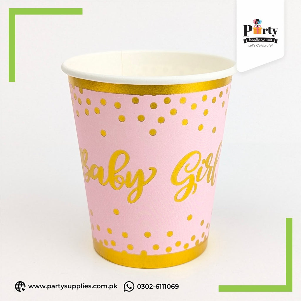 Welcome baby girl design disposable cups