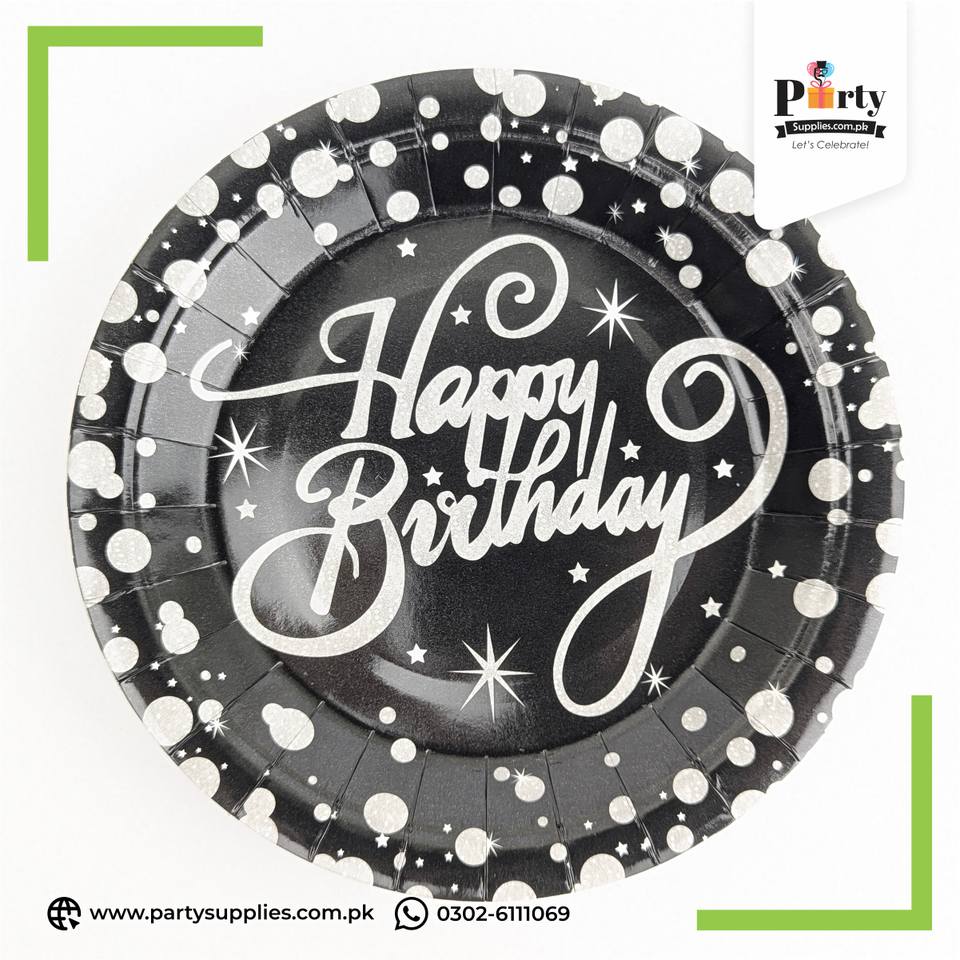 Happy Birthday Printed Disposable Paper Plates – Pack of 10
