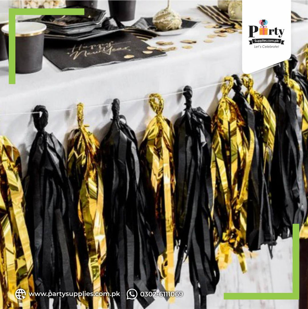 Metallic Tassel Garland – Shiny Party Decoration for Any Celebration