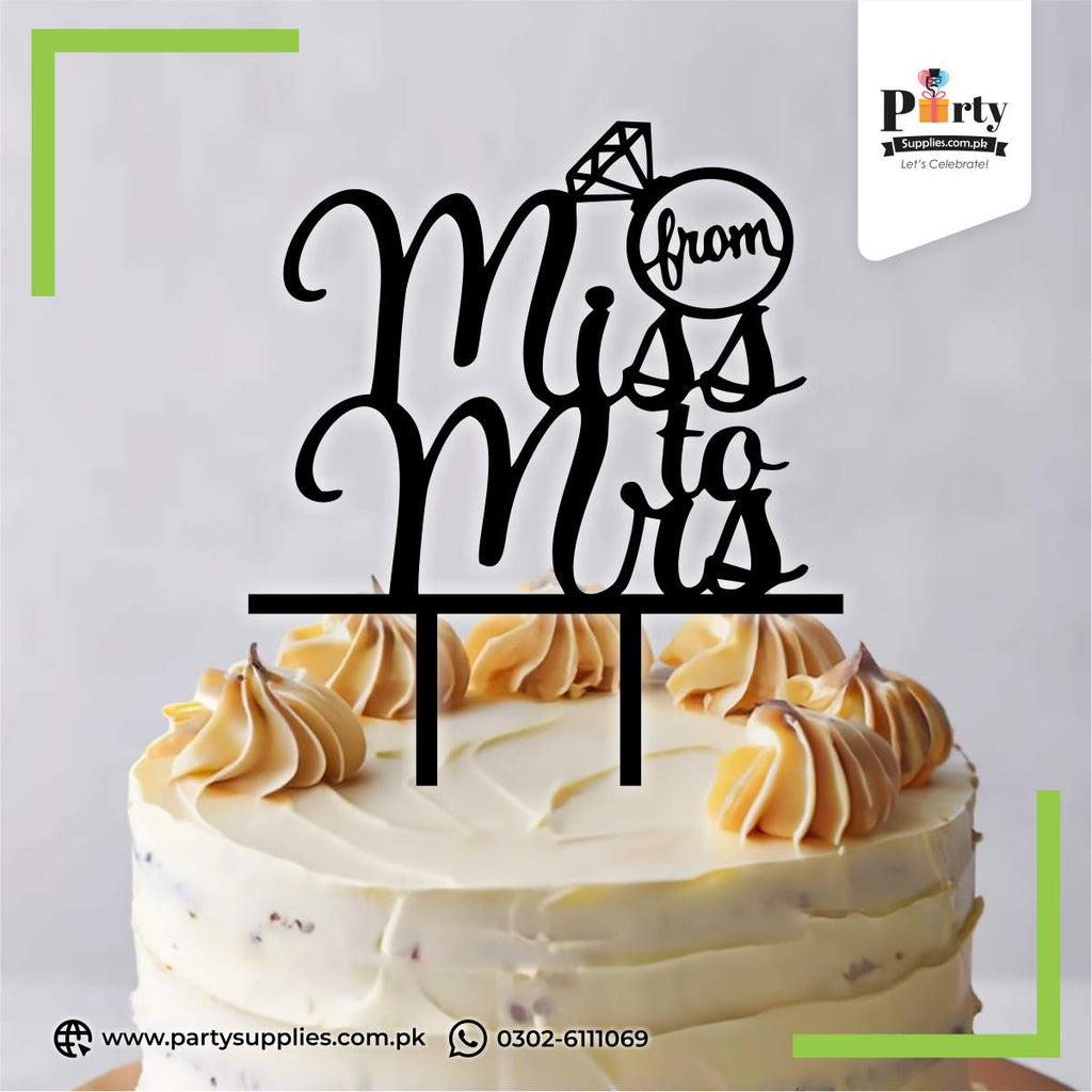 From Miss to Mrs Cake Topper – Bridal Shower & Engagement Party Decoration