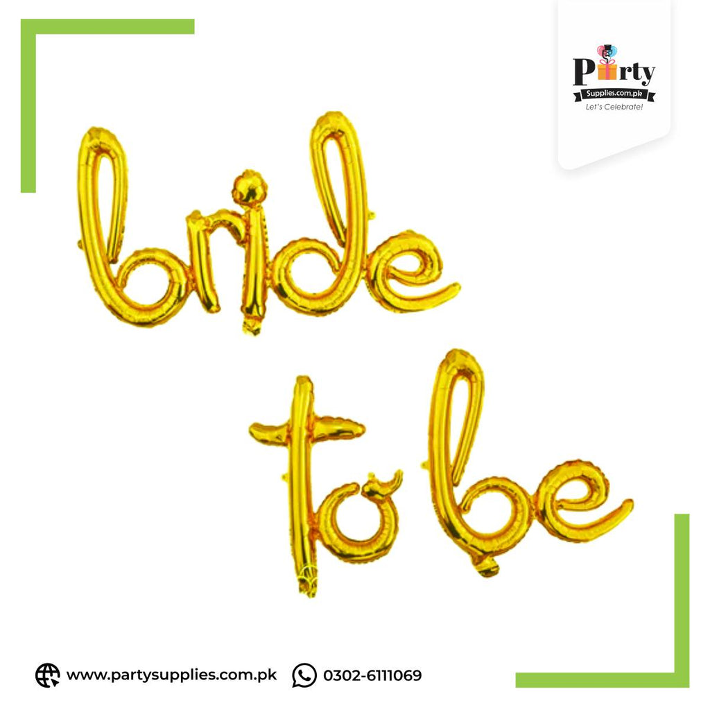 bride to be foil balloons in golden color 