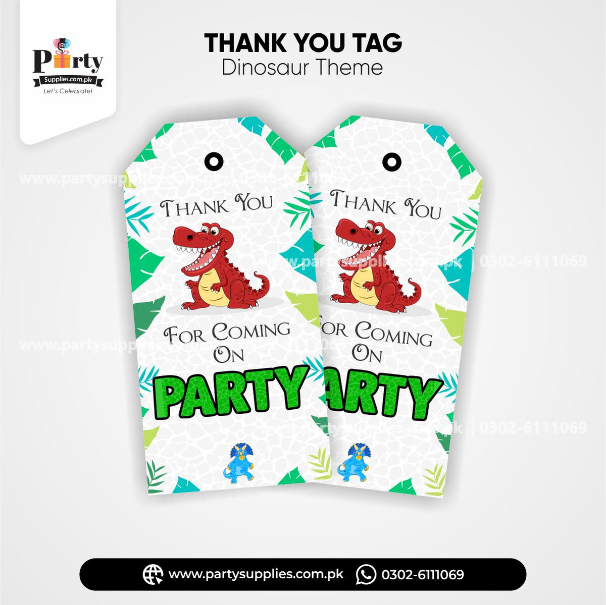 dinosaur theme thank you gift tags 