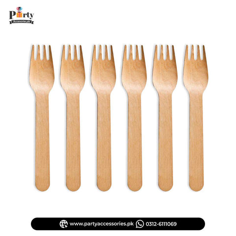 Wooden forks for dinner party table decoration