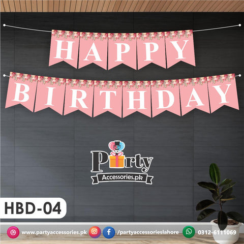 Happy Birthday Wall Bunting Banner | Pink