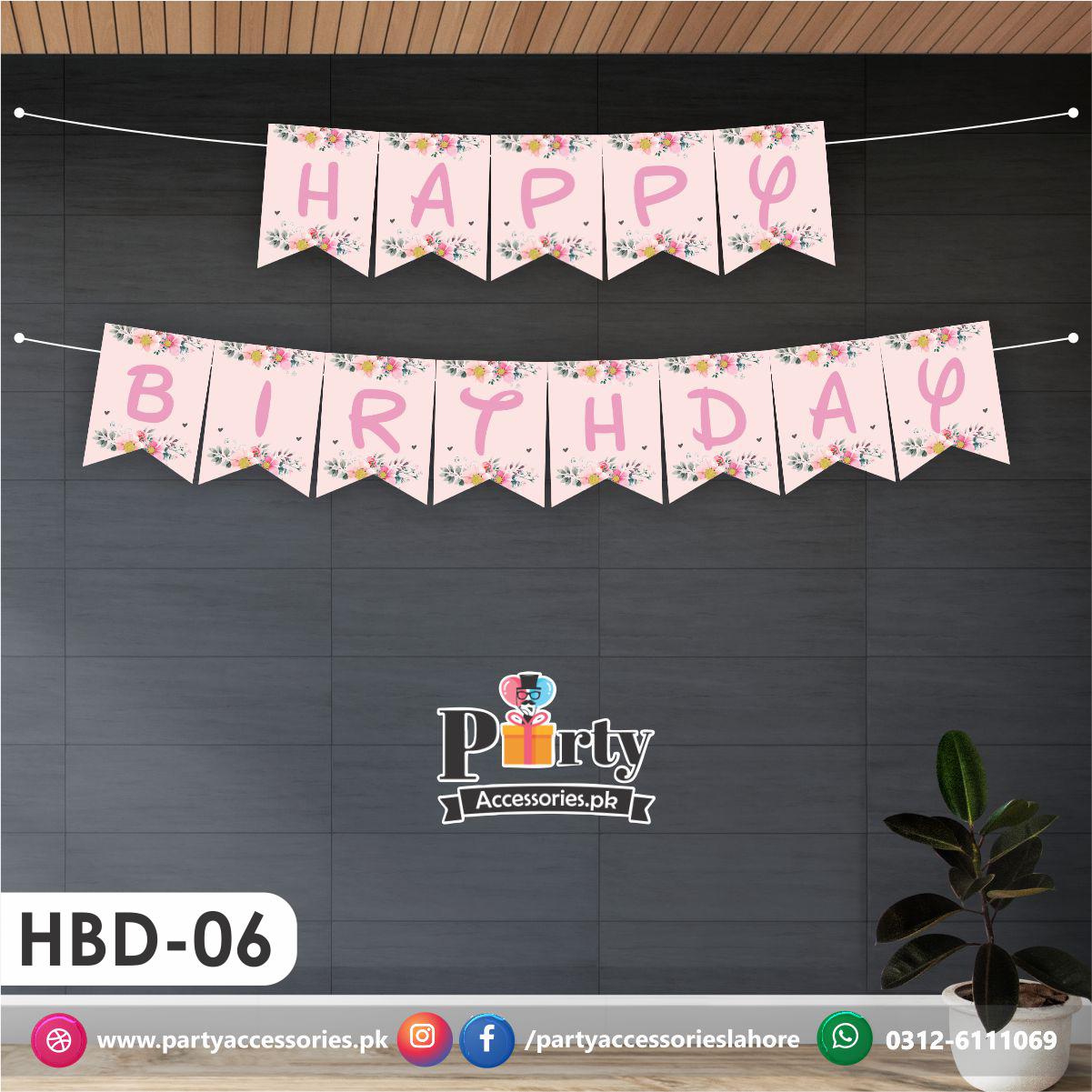 Happy birthday bunting banner HBD-06  | Pink color