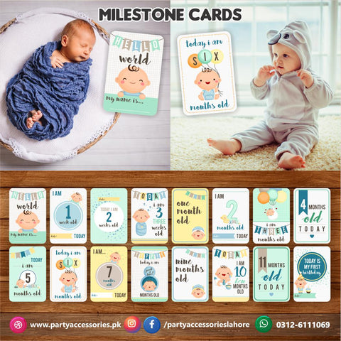 New Born Baby milestone | Photo cards | Photoshoot Baby | Photo cards Gift set of 16 month cards For Boy