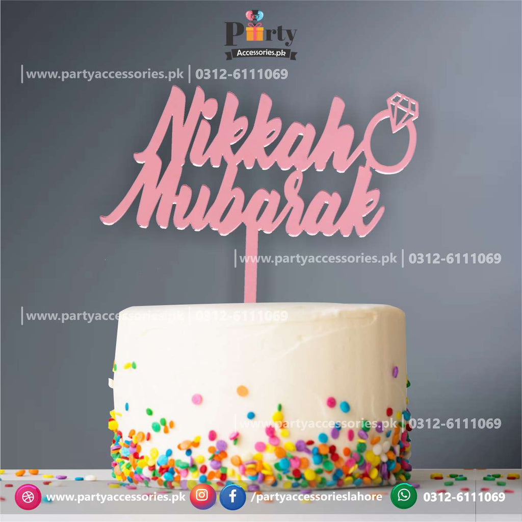 Nikah Mubarak cake topper Acrylic in Rose gold