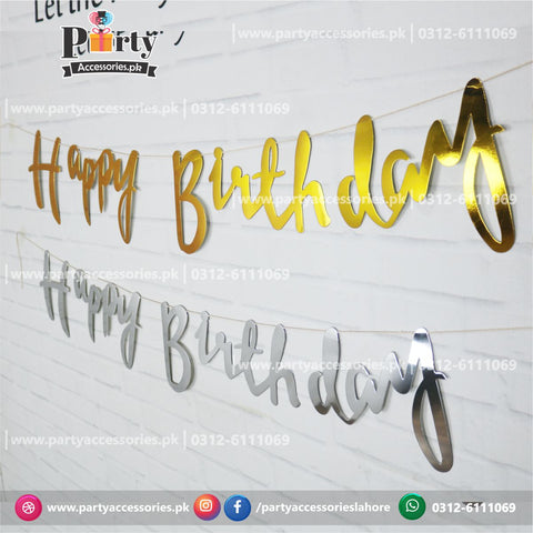 Happy birthday Cutout Banner in golden and silver