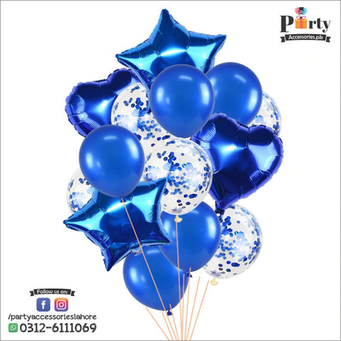 confetti balloons set, star balloons latex balloons heart foil balloons  blue