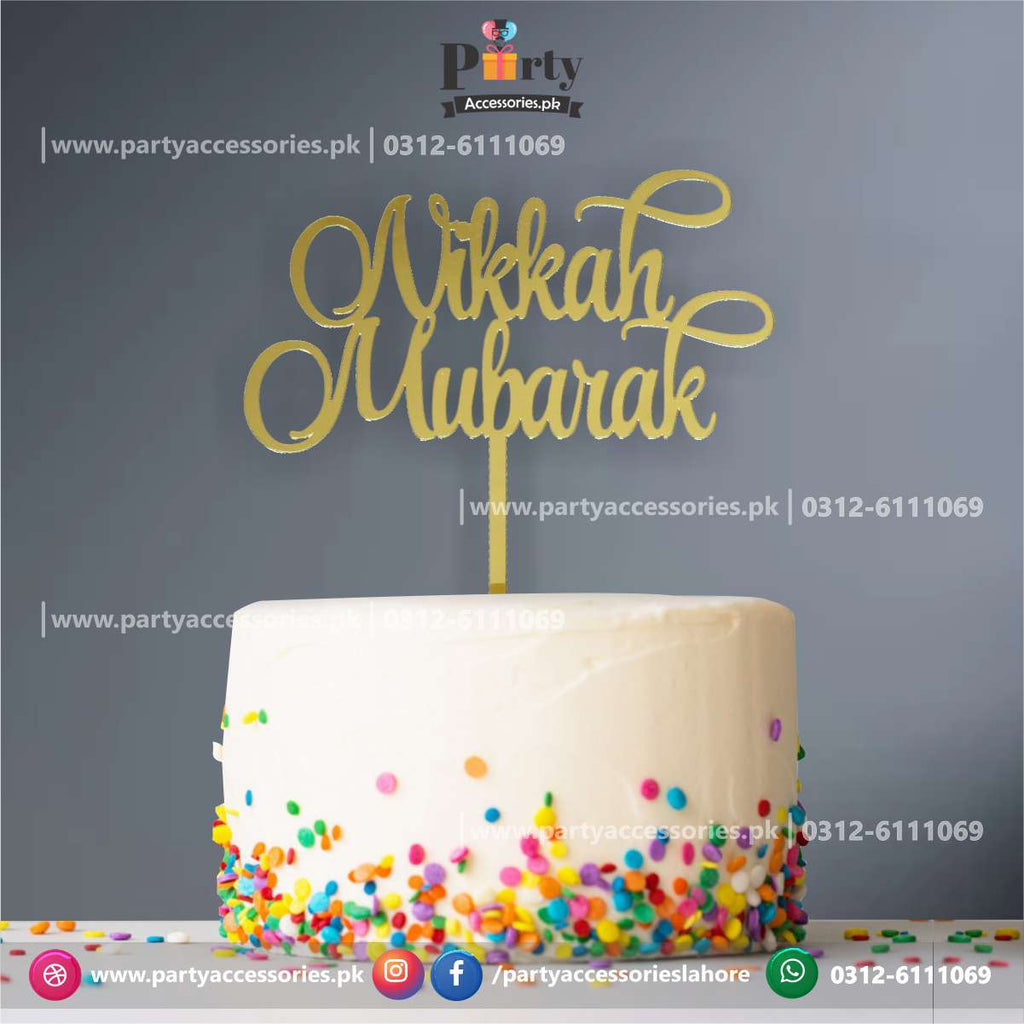 Nikah Mubarak cake topper in acrylic