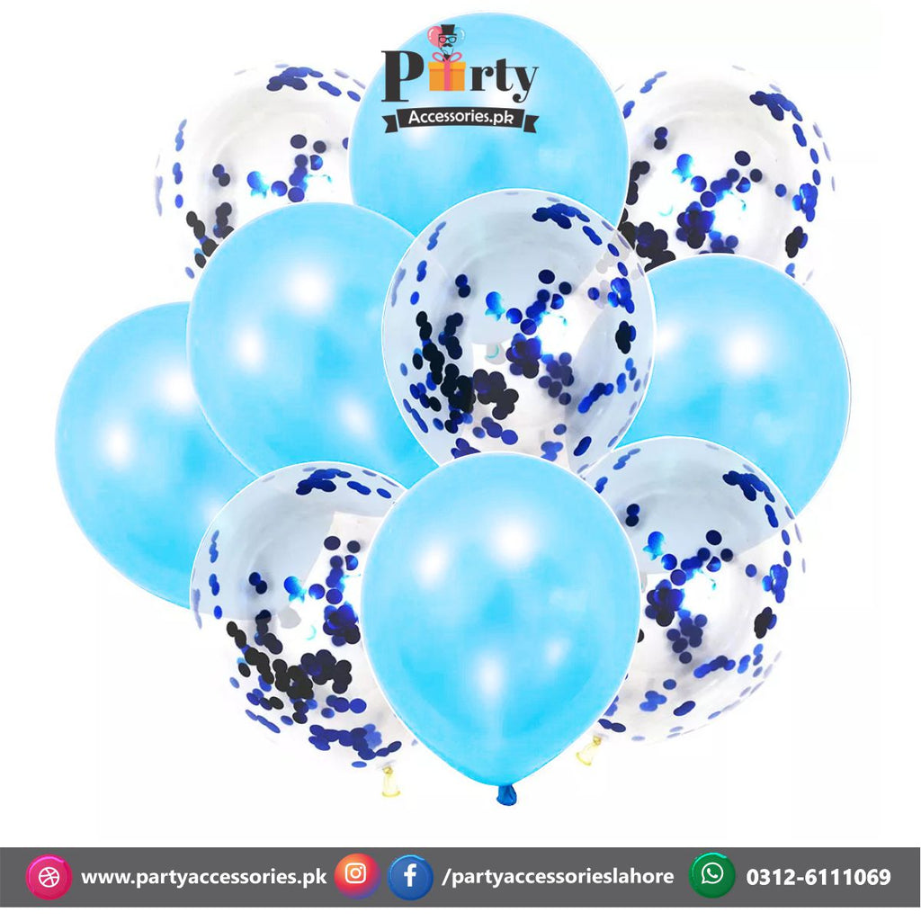 Light blue confetti balloon set 