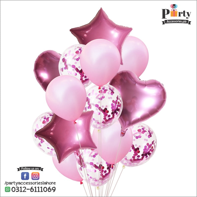 confetti balloons set, star balloons latex balloons heart foil balloons Pink 