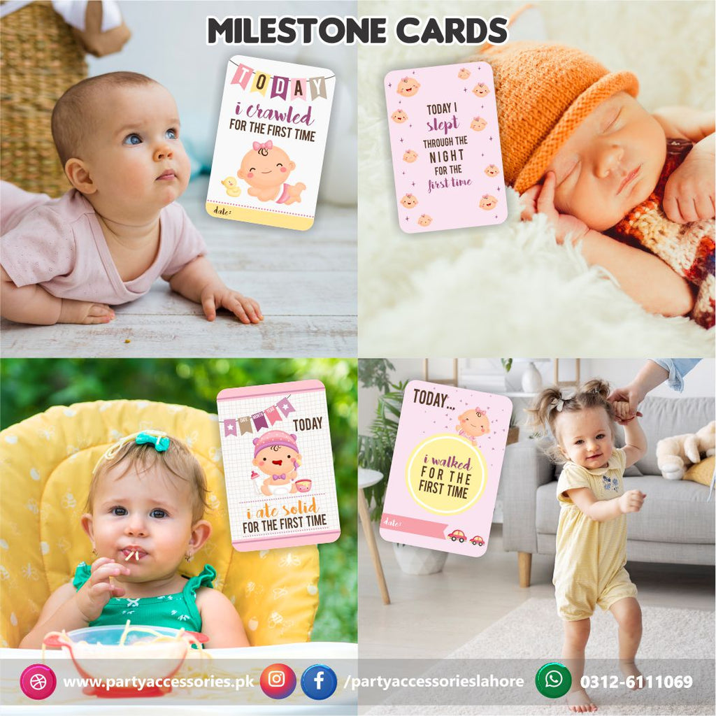 Baby milestone Photo cards | New Born Photoshoot | Baby Photo Cards Gift set of 15 Month Cards For Girls with Unique Captions