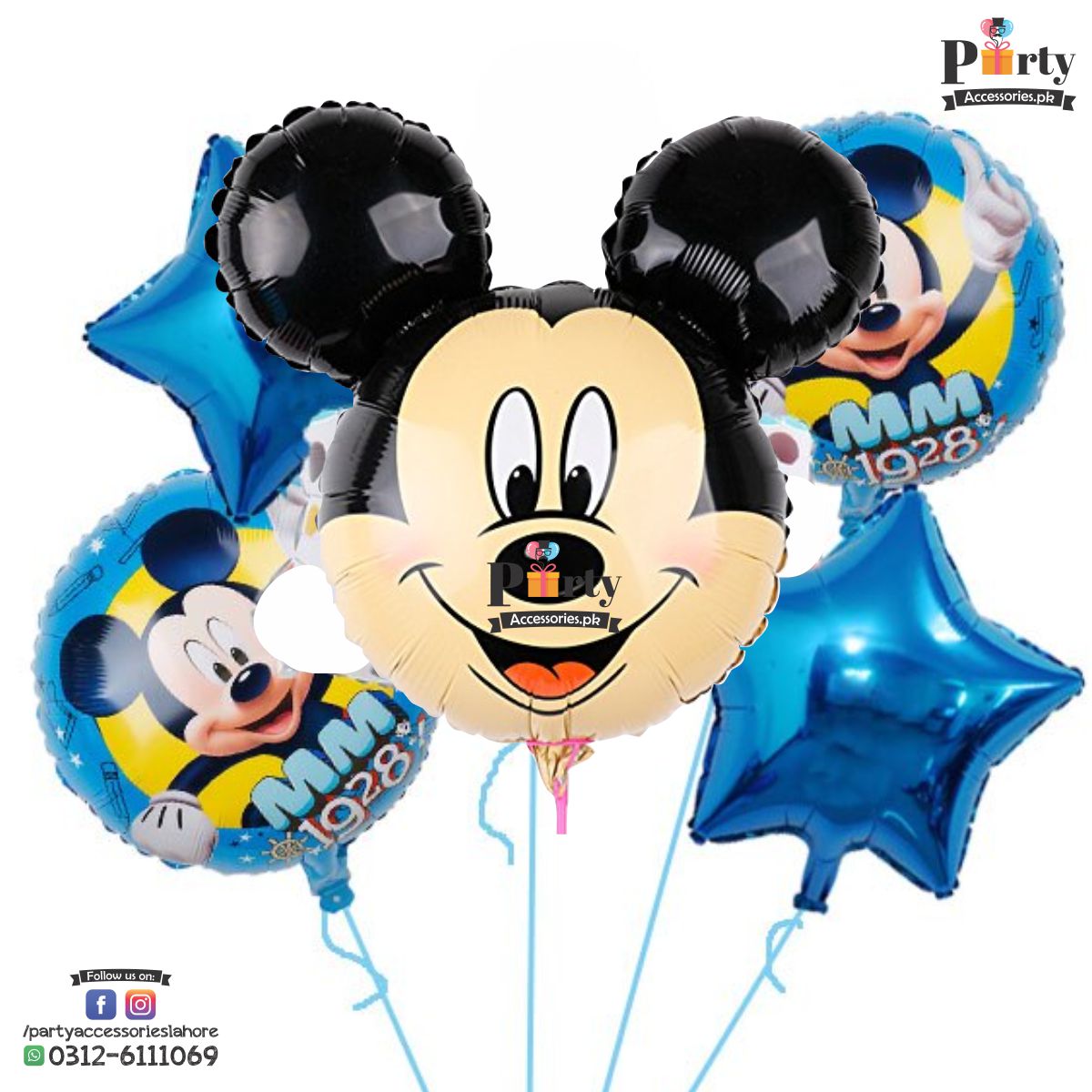 Mickey Mouse birthday theme foil balloons set 