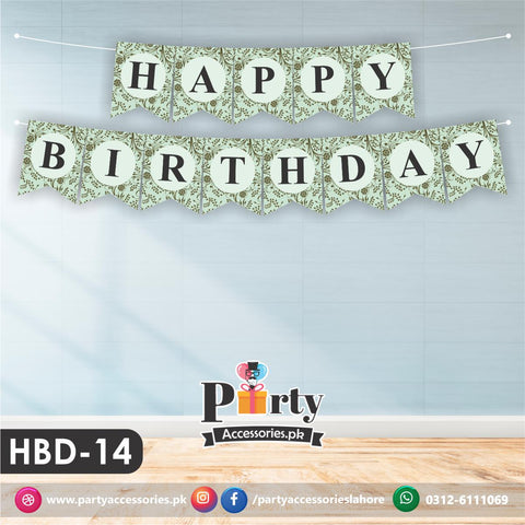 Happy Birthday Wall Bunting Banner | Pastel Green | HBD-14