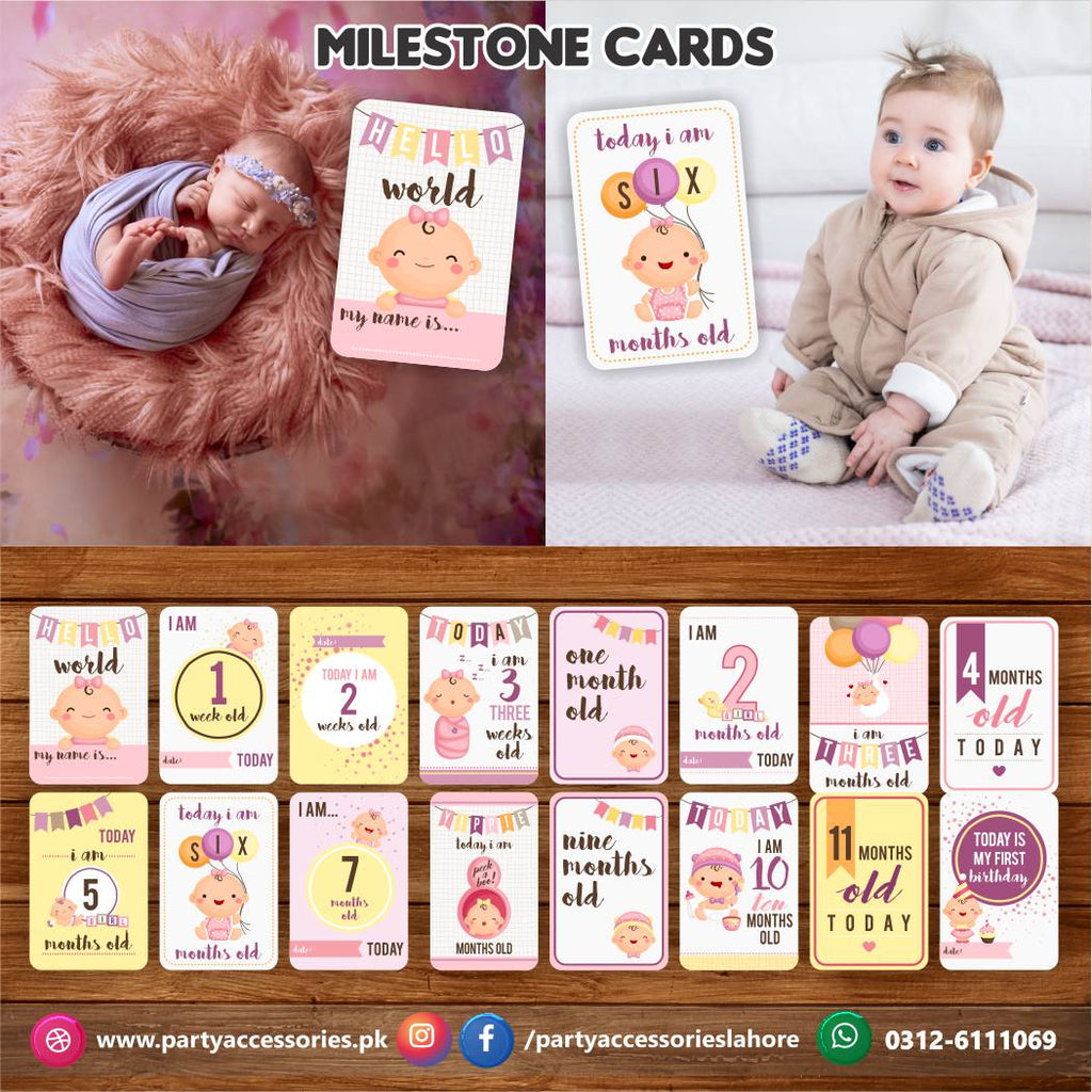 Copy of New Born Baby milestone | Photo cards | Photoshoot Baby | Photo cards Gift set of 16 month cards For Girls