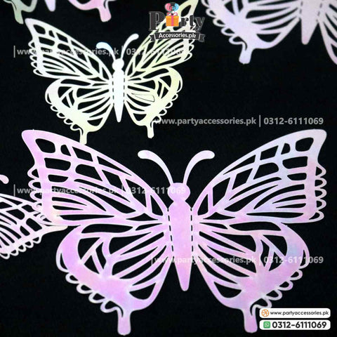 3d butterfly cutout in metallic 2 shaded light pink color