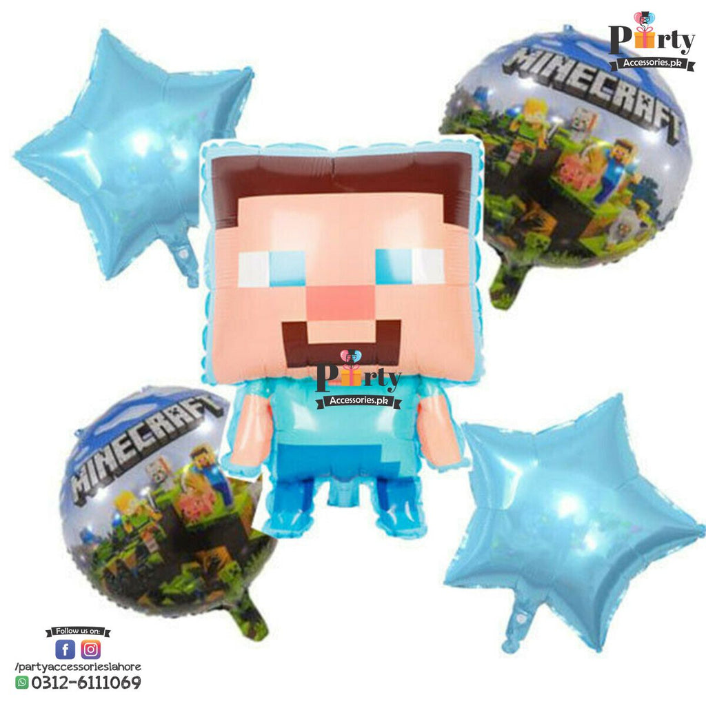 Minecraft themed birthday exclusive foil balloons 