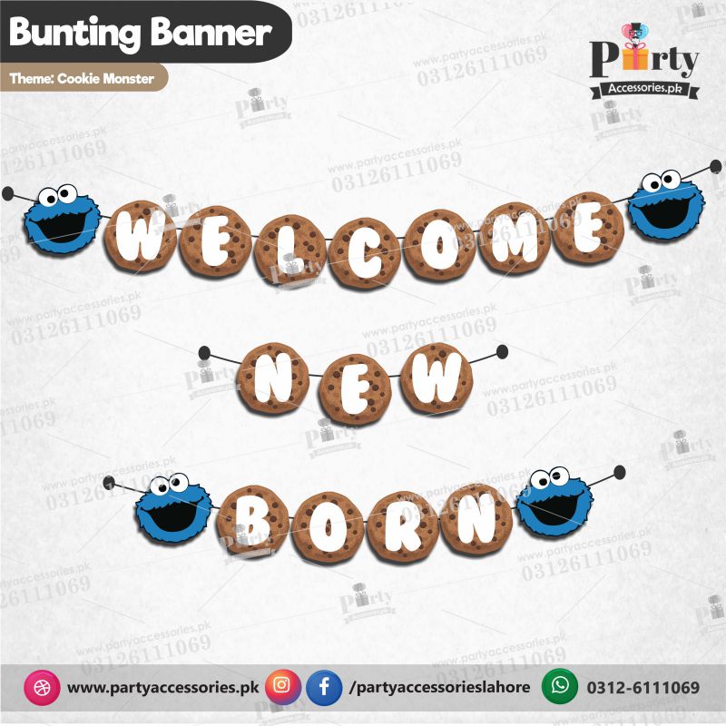 Wall Banner And Banner Cutout For Cookie monster theme Birthday Party